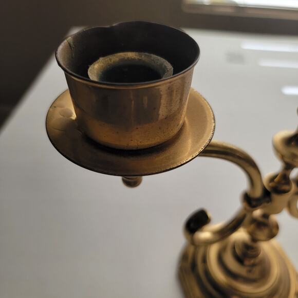 Elegant Vintage Brass Double Arm Candle Holder – Classic Candelabra Decor - Picture 6 of 10